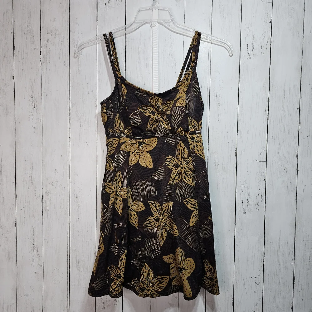 Beach Belle Swimwear Women's Pasadena Swimsuit Swim Dress Size 14 Brown Gold. - Picture 2 of 8